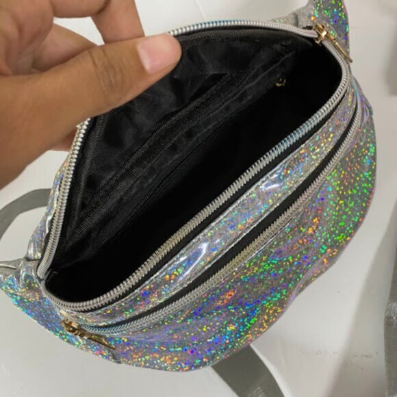 Holographic Silver Glitter Fanny Pack Waist Bag - Picture 5 of 6